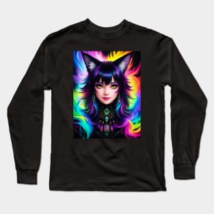 Colorful Fantasy Anime Girl Long Sleeve T-Shirt